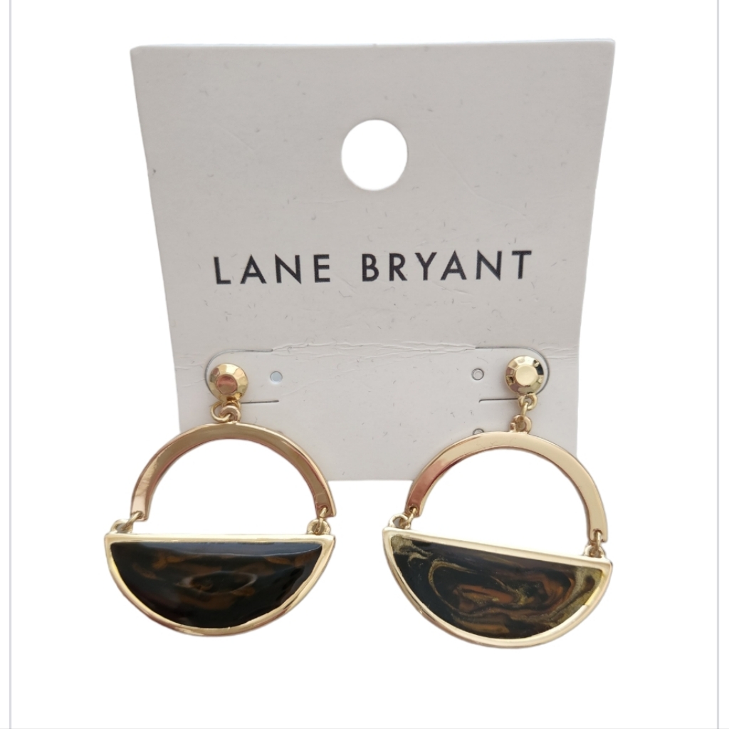 Lane Bryant Gold Tone Brown Detail Earrings Nwt 18$